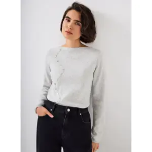 Mint Velvet Grey Button Detail Knit Top